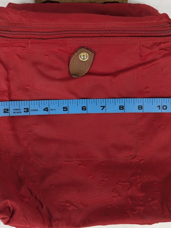 Authentic Longchamp Le Pliage Nylon Leather Backpack Red - Used - Good Condition